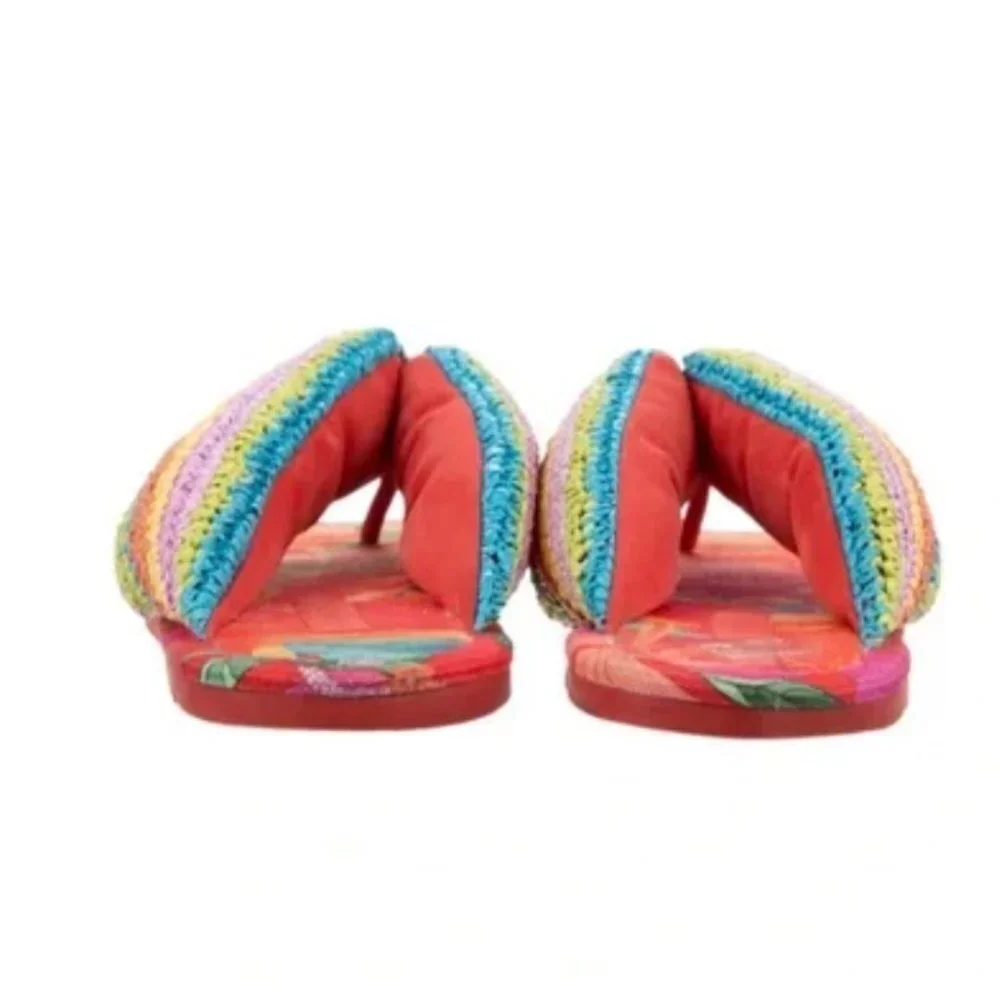 Farm Rio Puffy Crochet Flip Flops Vegan Sandals